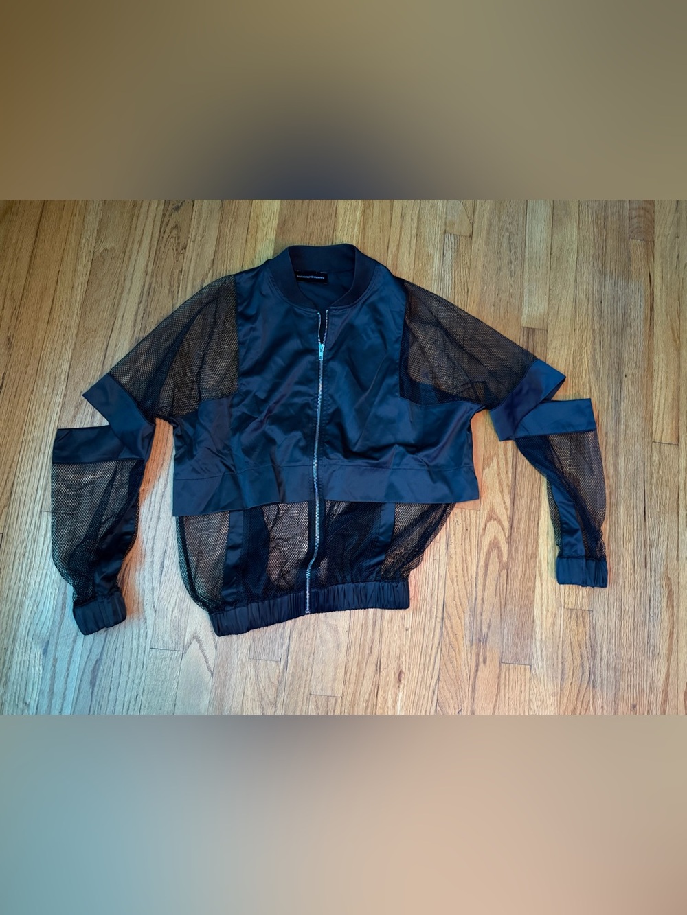 MARIGOLD SHADOWS Black Mesh Panel Bomber Jacket - Women